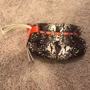 Silk and leather HB wristlet